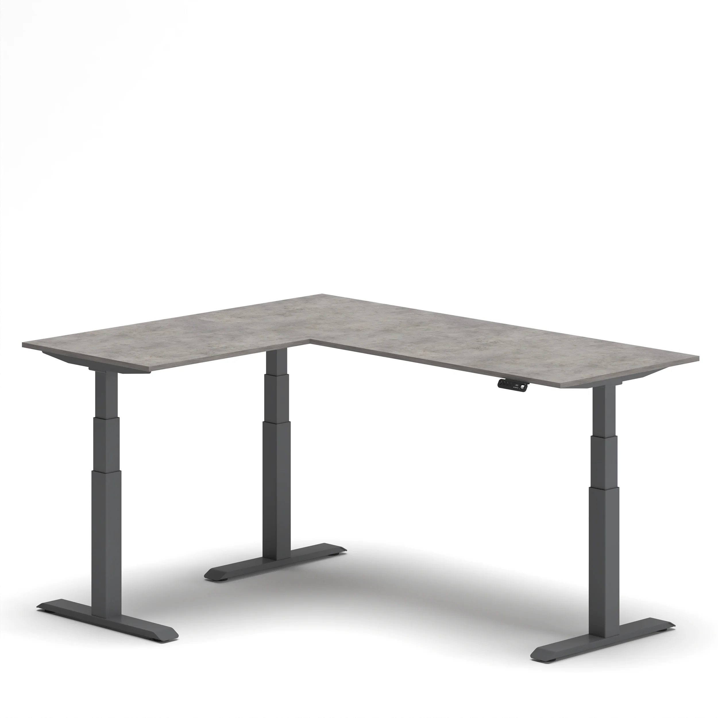 Navodesk® L Shaped Desk Concrete Top Grey Frame Right2 left
