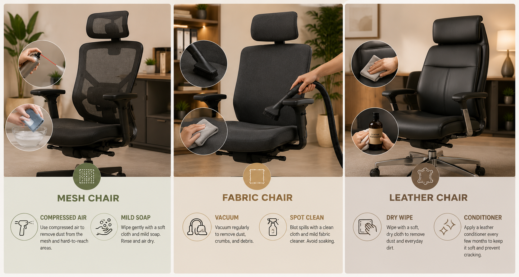 Chair cleaning guide for every material