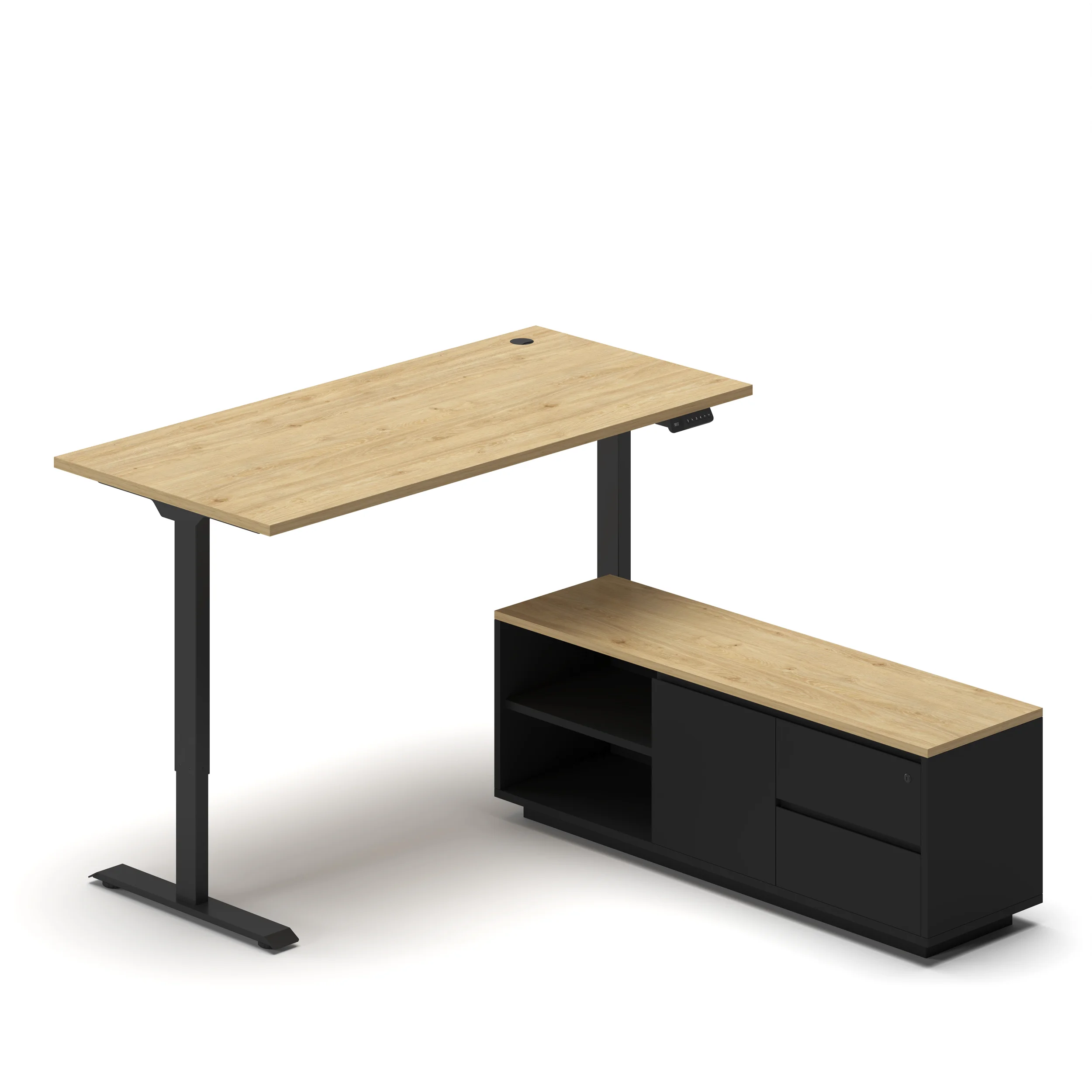 Navodesk® Eco Executive Oak Top Black Frame Natural Davos 2