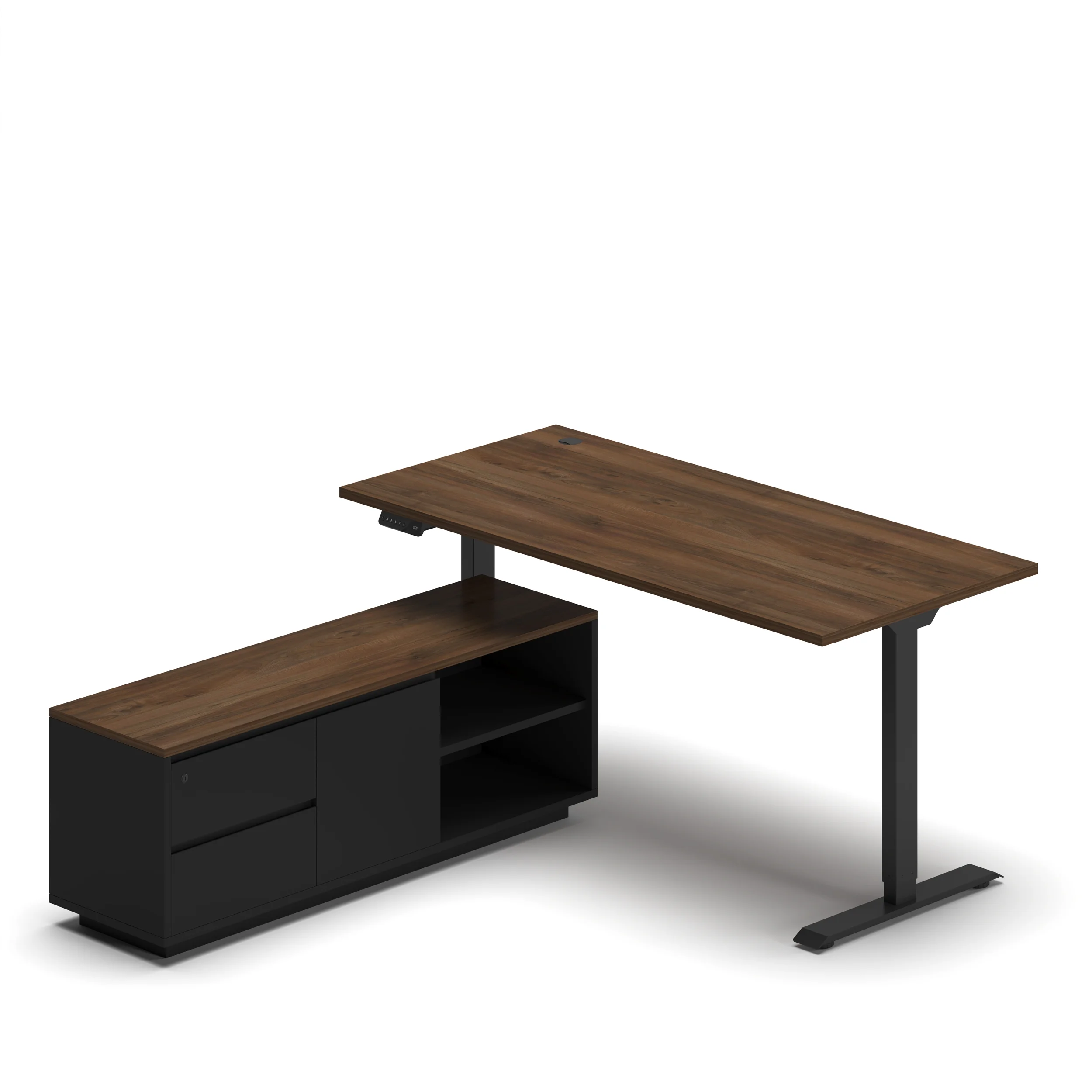 Navodesk® Eco Executive Walnut Top Black Frame Left Tabacco Walnut jpg1