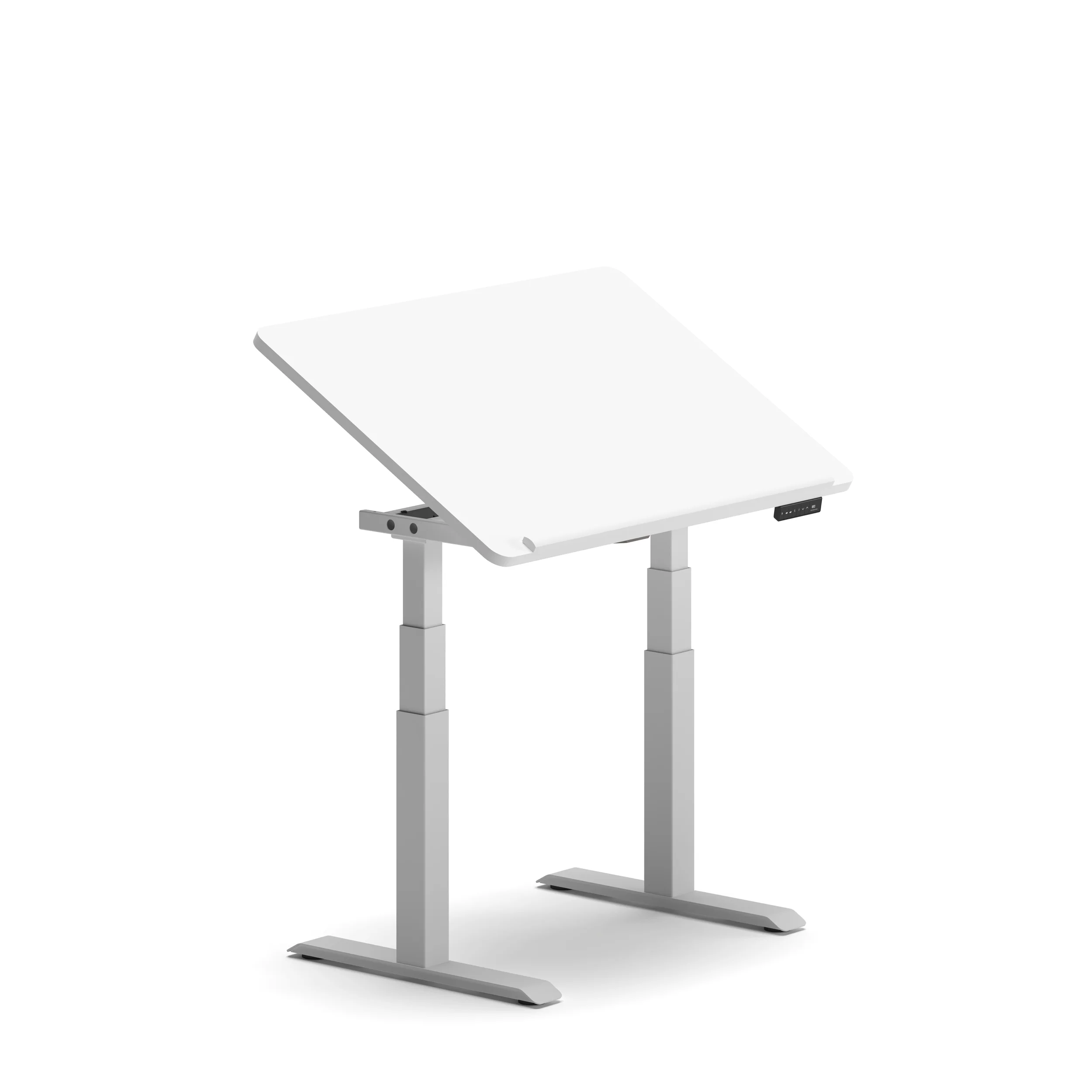 Navodesk® Tilt Electric Drafting Table Standing Desk White Top White Frame Right2