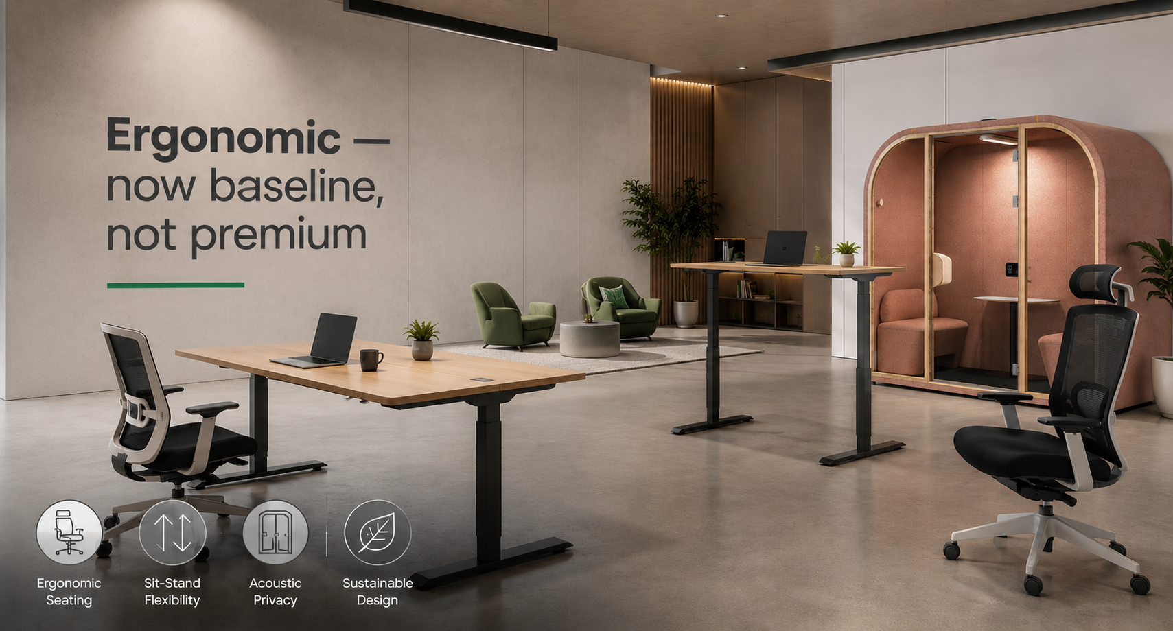 Modern ergonomic office showroom design