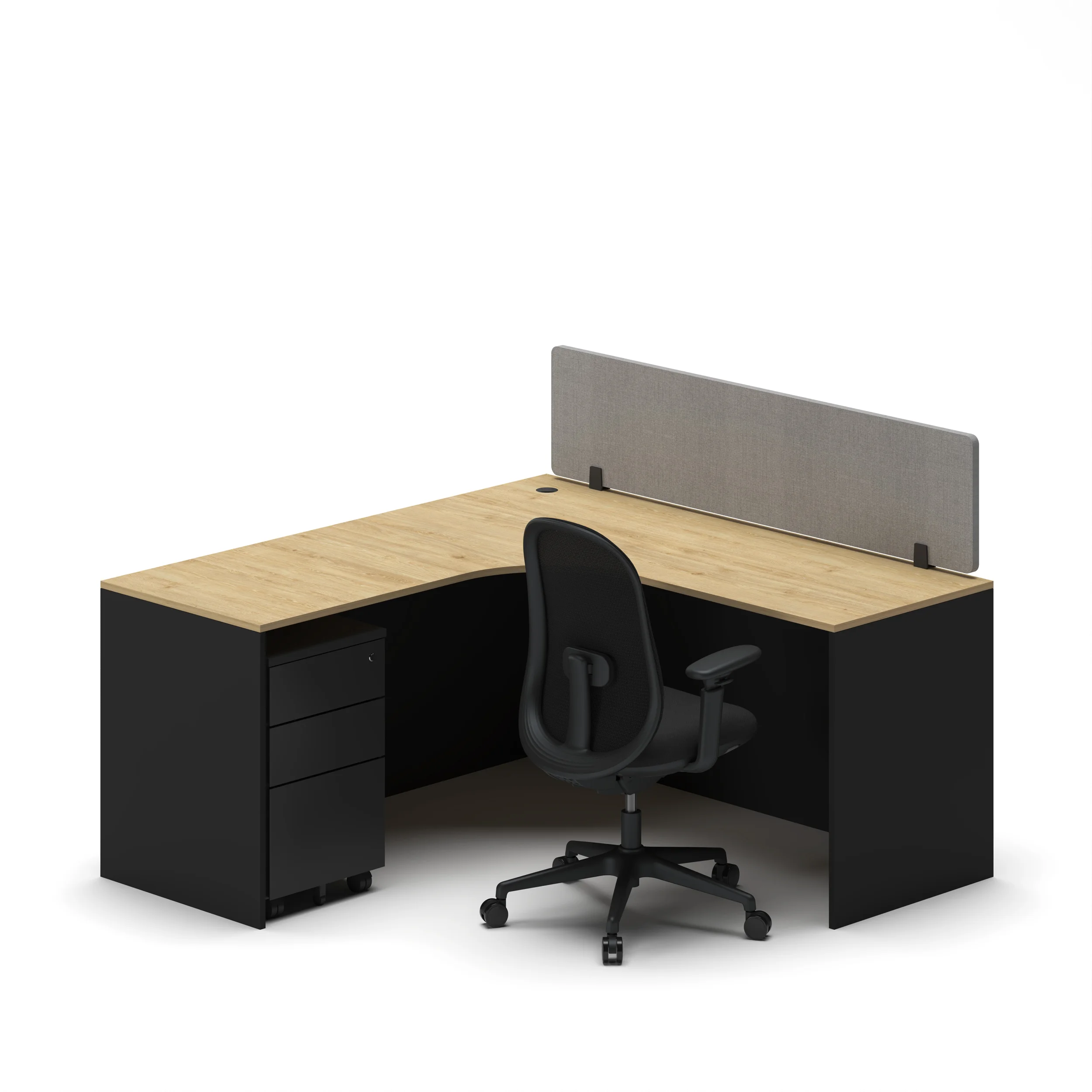 Single Workstation Oak Top Black Base 2