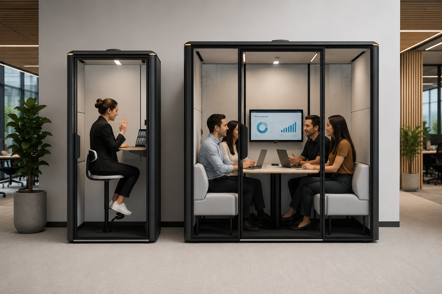 Modern Office Pods Focus and Collaboration