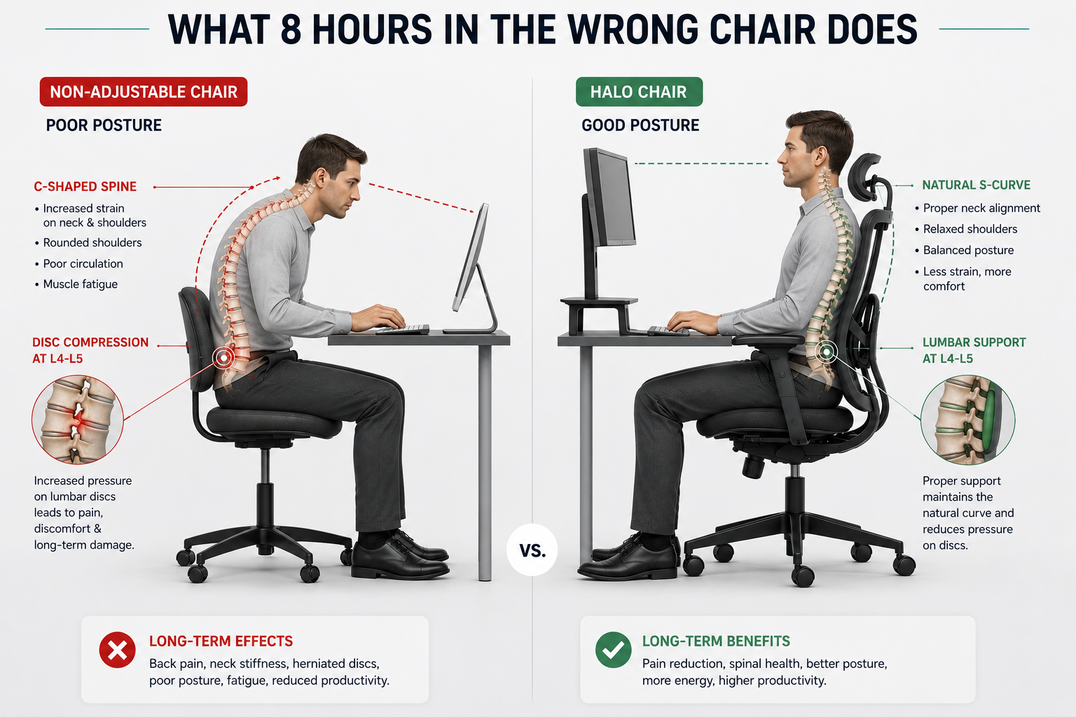 Wrong Chair vs Ergonomic Posture