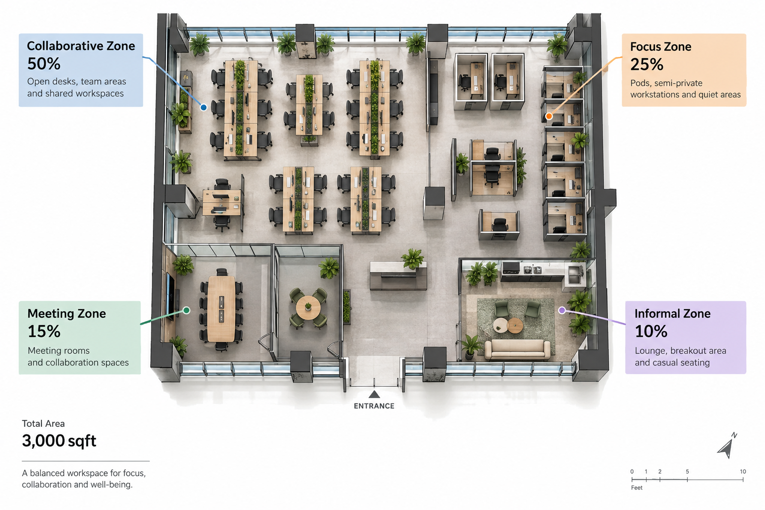 Modern Office Floor Plan Infographic